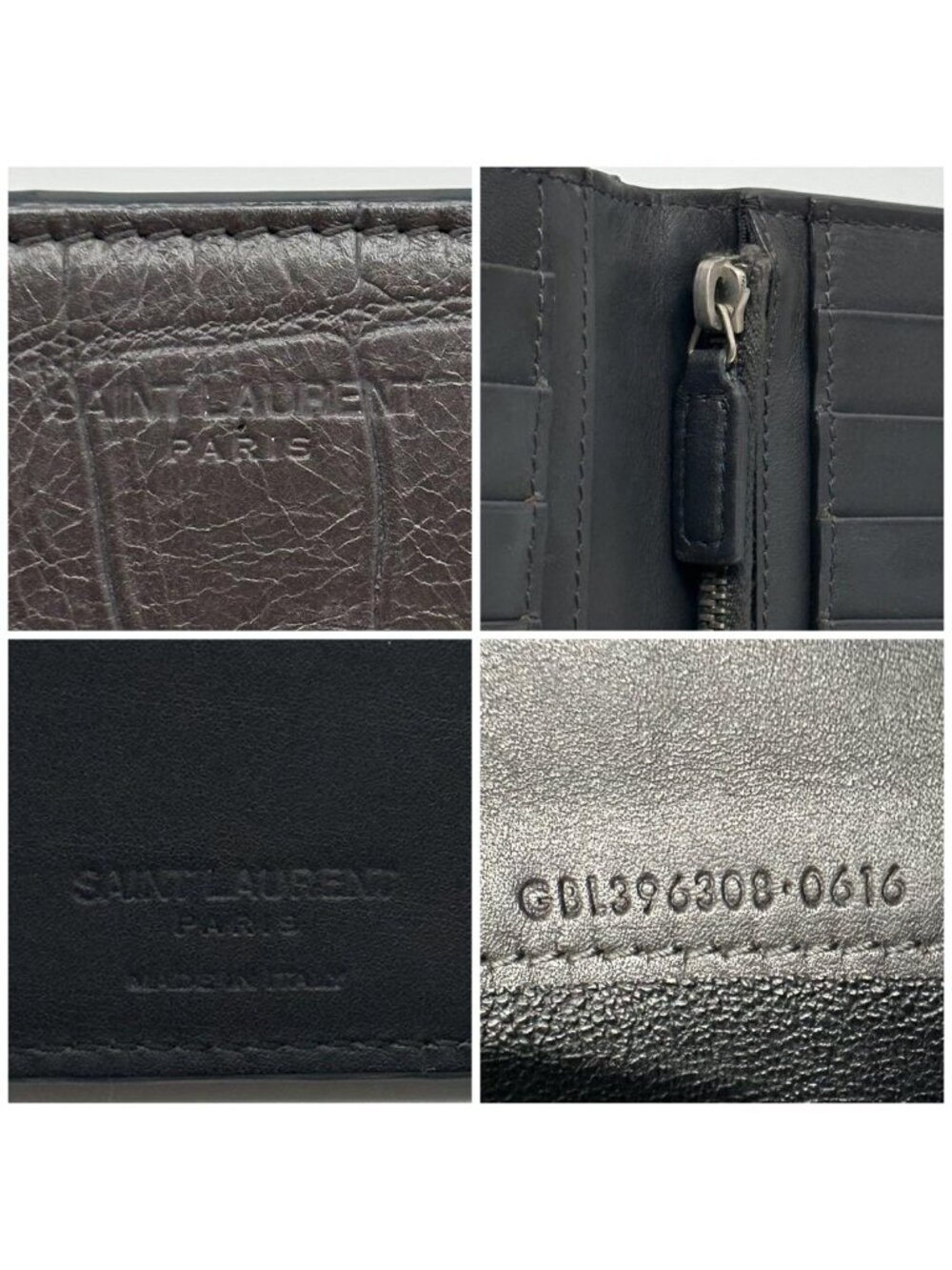 Saint Laurent Croco Bifold Wallet Leather Brown - Picture 14 of 15